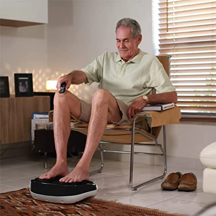 VibroLegs - Massage Gerät mit Vibration - Vibrationsplatte für vitalisierte und entspannte Beine und Füße - Fußmassage auf Knopfdruck mit 2 Programmoptionen - Schwarz – Bild 5