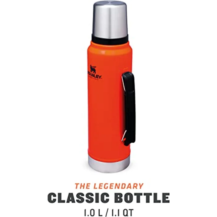 Stanley Classic Legendary Bottle Vakuumflasche aus Edelstahl mit Vakuumisolierung in der Farbe Blaze Orange 1,0l, Maße: 11,7cm x 9,4cm x 35,8cm, 668307 – Bild 2