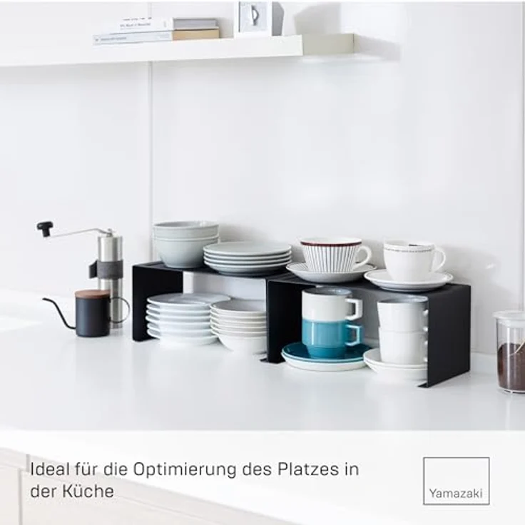 YAMAZAKI Stapelbares Küchenregal – Aufbewahrung Organizer, Maße 30,5 x 14 x 14 cm, Tragfähigkeit 3 kg, platzsparendes Design – Bild 3