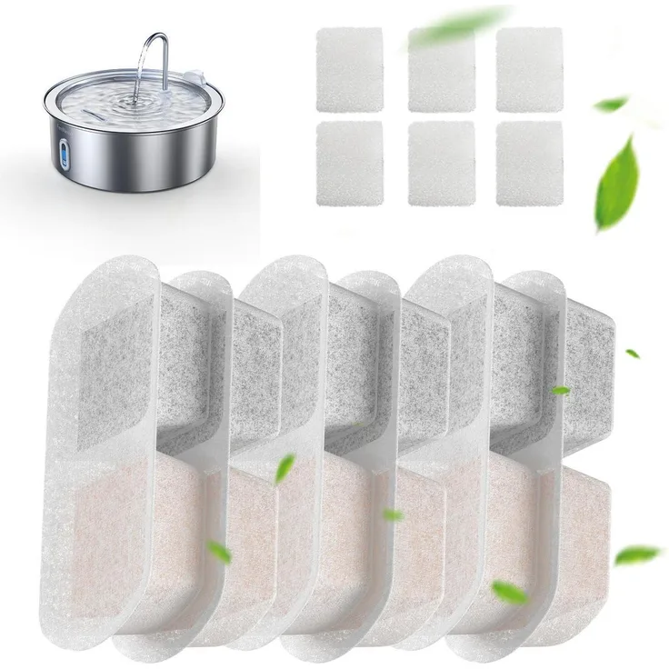 FEELNEEDY Aktivkohlefilter und Schwämme für Trinkbrunnen, 6 Stück, Ersatzfilter für 7L Trinkbrunnen (FN-W14) mit effektiver Wasserfiltration und hygienischem Austausch
