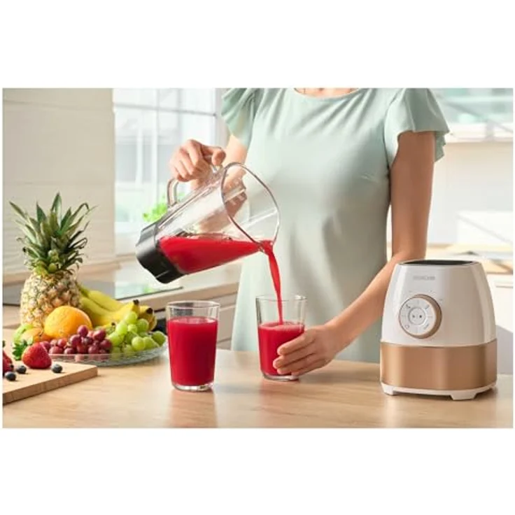 SENCOR SBL 5870GD Standmixer, 1800 W, 1,5 L Glasbehälter, 24.000 U/min, Titan-Klingen, Weiß-Gold, mit 4 voreingestellten Programmen – Bild 2