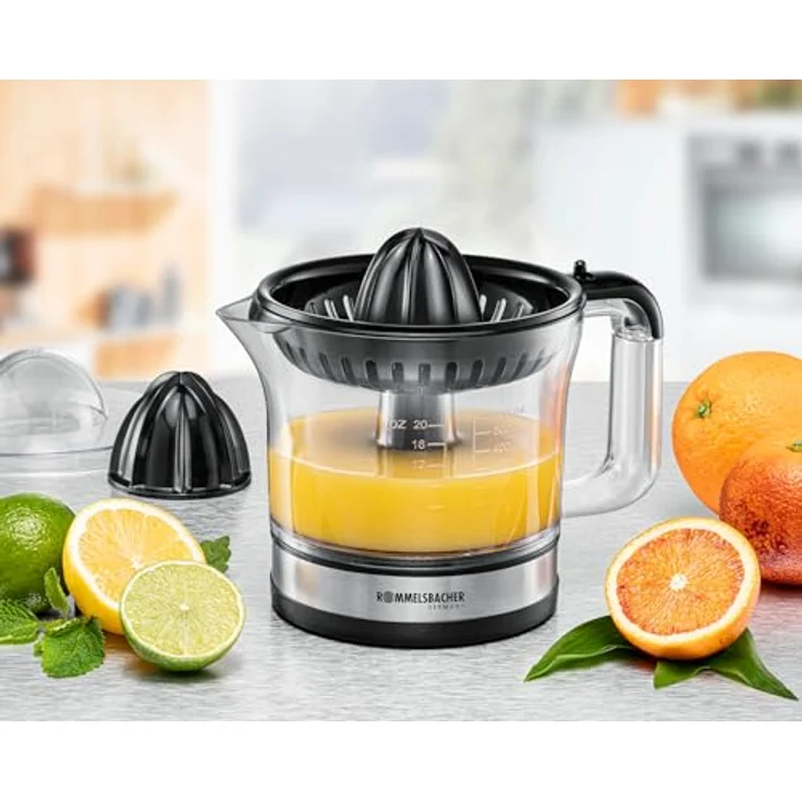 Rommelsbacher Zitruspresse ZP 50, leiser Motor mit Rechts-/Linkslauf, 0,6 L abnehmbarer Saftbehälter, BPA-frei, 2 Presskegel – Bild 2