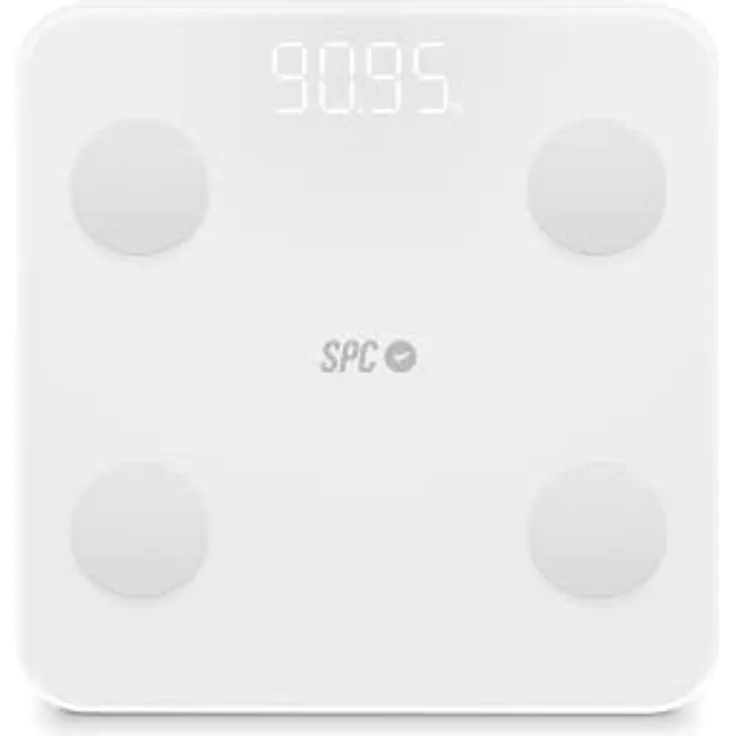 SPC Atenea Fit 3 – Körperfettwaage Digital Personenwaagen mit Bioimpedanz, 18 Gewichtsmetriken, BMI, viszerales Fett, Muskelmasse, Grundumsatz, 10 Benutzer, App-Tracking, Bluetooth, weiß