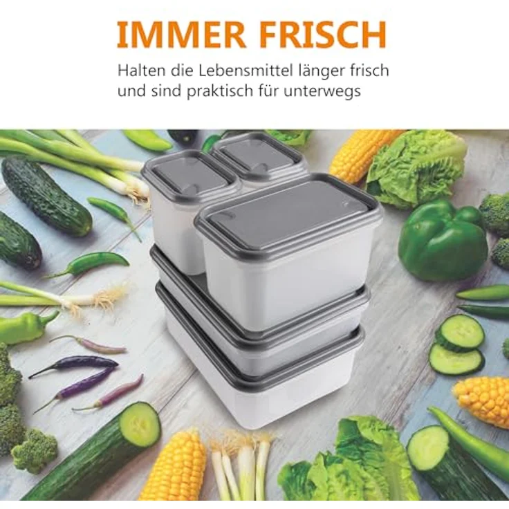 PROhome Frischhaltedosen 5er Set - BPA-frei, Lebensmittelecht, Stapelbar, Spülmaschinengeeignet, transparent – Bild 7