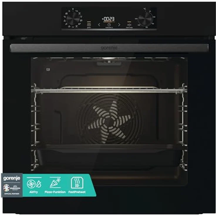 Gorenje BPS 6737 E02B Einbau-Backofen, 77 Liter, mit Pyrolyse, Heißluft, AirFry, ExtraSteam, 300°C PizzaMode, schwarz – Bild 1