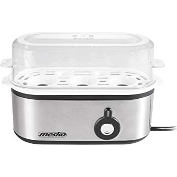Mesko MS 4485 Eierkocher, 350W, für 3 Eier, Kontrollleuchte, Signalton, Messbecher, silber-schwarz – Bild 2