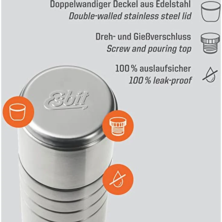 Esbit MAJORIS Isolierflasche mit doppelwandigem Edelstahl-Becher 0.5L Silber – Bild 4