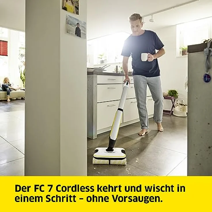 Kärcher Hartbodenreiniger FC 7 Cordless - elektrischer und kabelloser Bodenwischer für 135 qm - müheloses Reinigen bei nur 71 dB in einem Arbeitsgang, Weiss – Bild 2