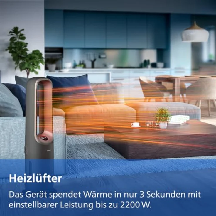 Philips AMF970/10, 4-in-1 Luftreiniger, Ventilator, Heizlüfter, Luftbefeuchter, 2200 Watt, 48 m², 3-Schichten-HEPA-Filtersystem, Anthrazitgrau/Aschgold – Bild 10