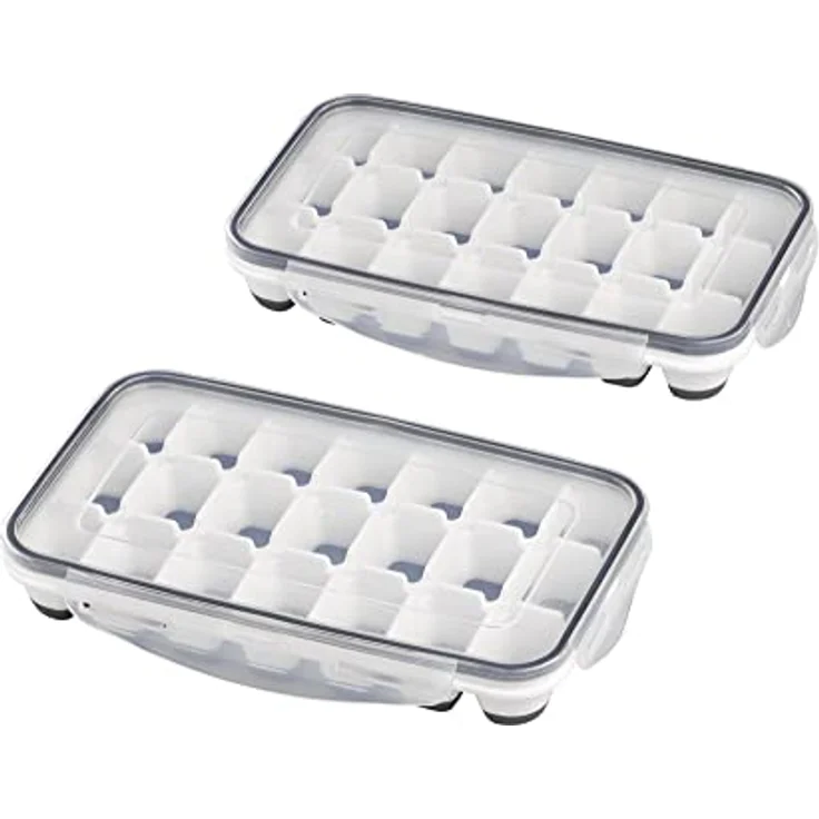 APS 2er Set Eiswürfelform inklusive transparentem Deckel, für je 21 Eiswürfel, Eiswürfelgröße: 4 x 2,5 x 3 cm – Bild 1