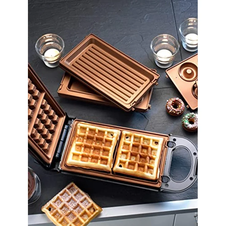 LIVINGTON FlipSwitch | drehbarer Multifunktionsgrill | Kombigerät | inkl. 3 antihaftbeschichtete Wechseleinsätzen | spülmaschinengeeignet | Grillen, Toasten, Backen, Überbacken und Rösten | 800W – Bild 2