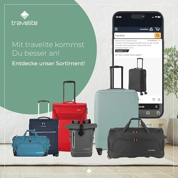 Travelite Basics Koffer, 98 l, grün, mit Volumenerweiterung und Schuhfach – Bild 7
