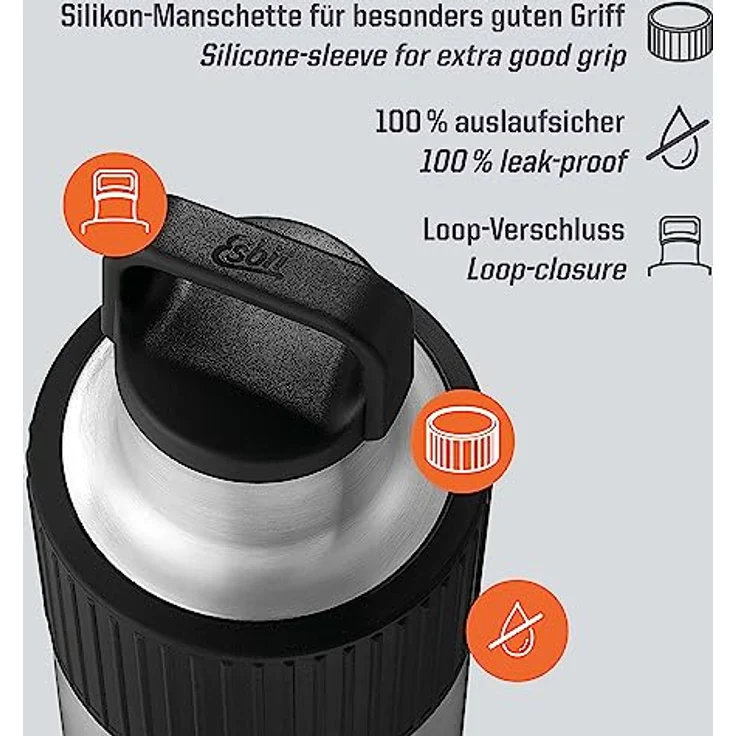 Esbit Isolierflasche SCULPTOR Standard Mouth 1,0 L stahl m. Silikonmanschette – Bild 2