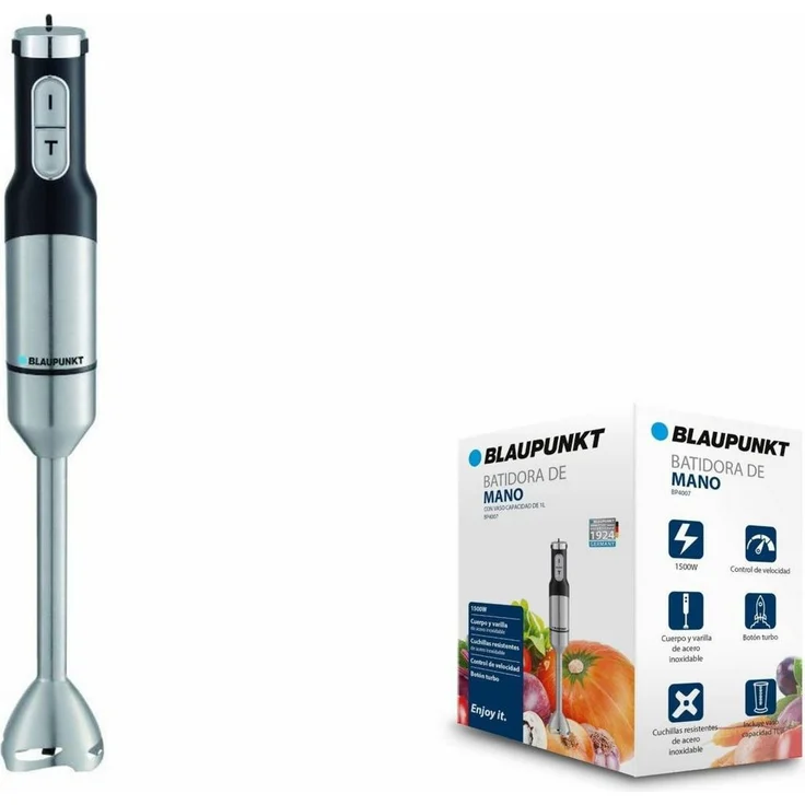 Blaupunkt Stabmixer Set Handrührgerät BP4007 1500 W, 1500 W, Edelstahl - Geschwindigkeitssteuerung - 1 L Kapazität