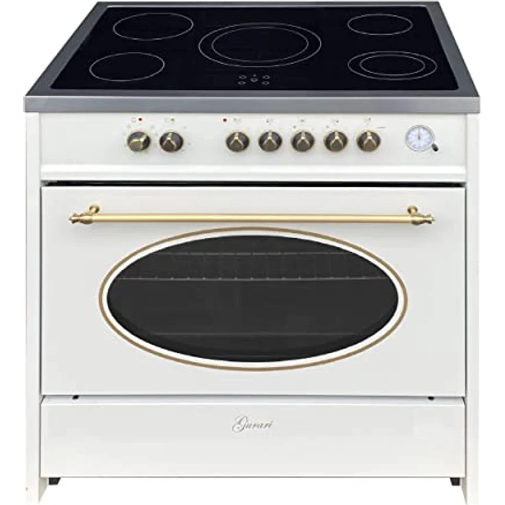 Gurari Elektro Standherd GCH E 912 CR Retro Standherd 90 cm Creme | Glaskeramik Herd Range Coocker 121 L | 8 Funktionen | Heißluft | Grill | Elektro Herd 5 Hi-Light Zonen Kochfeld | Teleskopauszug – Bild 1