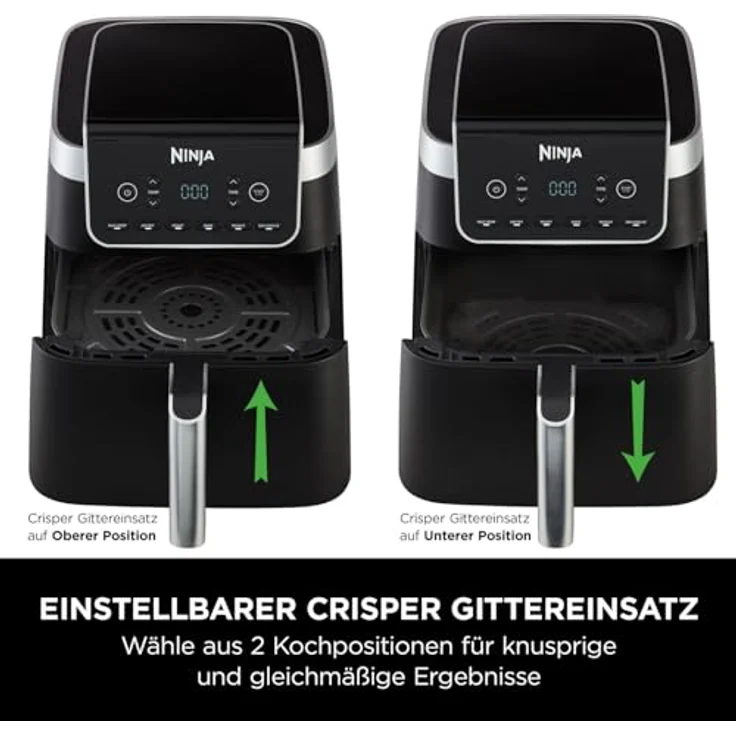 Ninja Heißluftfritteuse MAX PRO, 6,2 l, ohne Öl, große Schublade, Braten, Backen, Heißluft-Fritieren, Familiengröße, digital, Antihaftbeschichtung, spülmaschinenfeste Teile, Grau, AF180EU – Bild 4