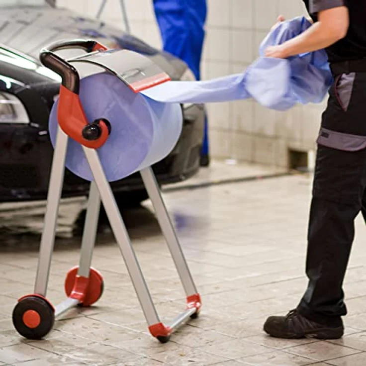 Tork 130050 Starke Mehrzweck Papierwischtücher für W1 Bodenständer- und Wandhalter-System / 2-lagige Papierrolle in Blau / Premium Qualität / 1 x 510 m – Bild 5