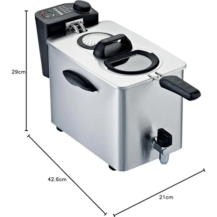 RGV Fritteuse Type 4-N edelstahl, 4 Liter Fassungsvermögen, mit Ablaufhahn, 2500 Watt – Bild 4