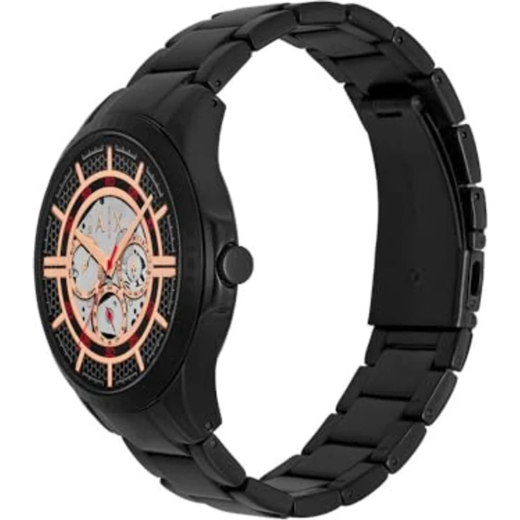 Armani Exchange Multifunktionsuhr für Männer, Quarzwerk, 46mm Gehäuse, schwarzes Edelstahlarmband, wasserdicht bis 50m – Bild 3