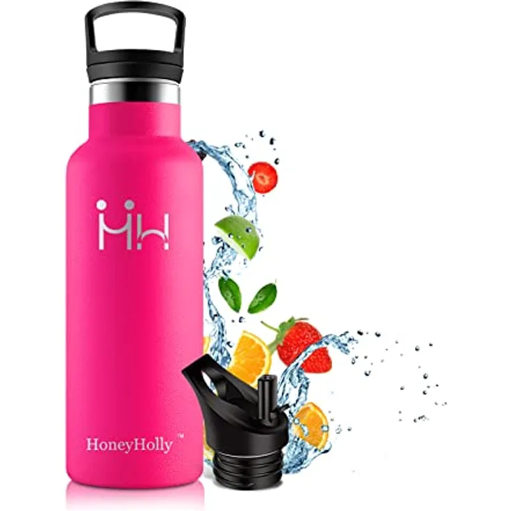 HoneyHolly Vakuum Isolierte Edelstahl Trinkflasche 750ML, BPA Frei Wasserflasche Auslaufsicher Thermosflasche,Thermoskanne kohlensäure geeignet für Kinder, Kleiner, Schule, Sport, Fahrrad