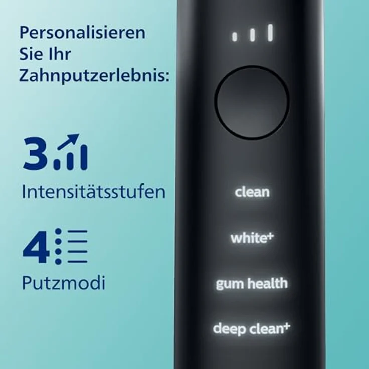 Philips Sonicare DiamondClean 9000 HX9914/54 Elektrische Zahnbürste Doppelpack - 2 Schallzahnbürsten mit 4 Putzprogrammen, Timer & Ladeglas, neue Generation, schwarz – Bild 3