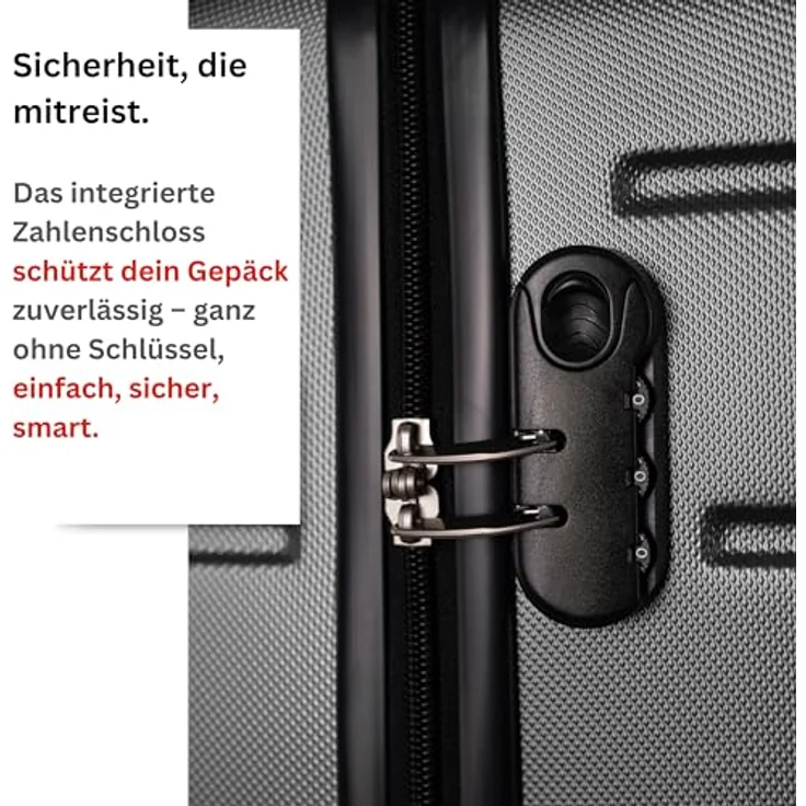 NOWI Bergamo 4 Rollen Kabinentrolley, 56 cm, schwarz, 100% ABS, kompakt (39x22 cm) – Bild 6