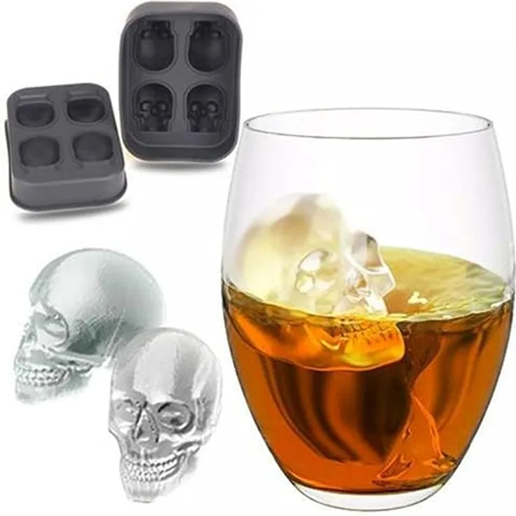 König Design Silikon Eiswürfelform Totenkopf Skull Eiswürfel EIS für Whiskey Wein Bar Party