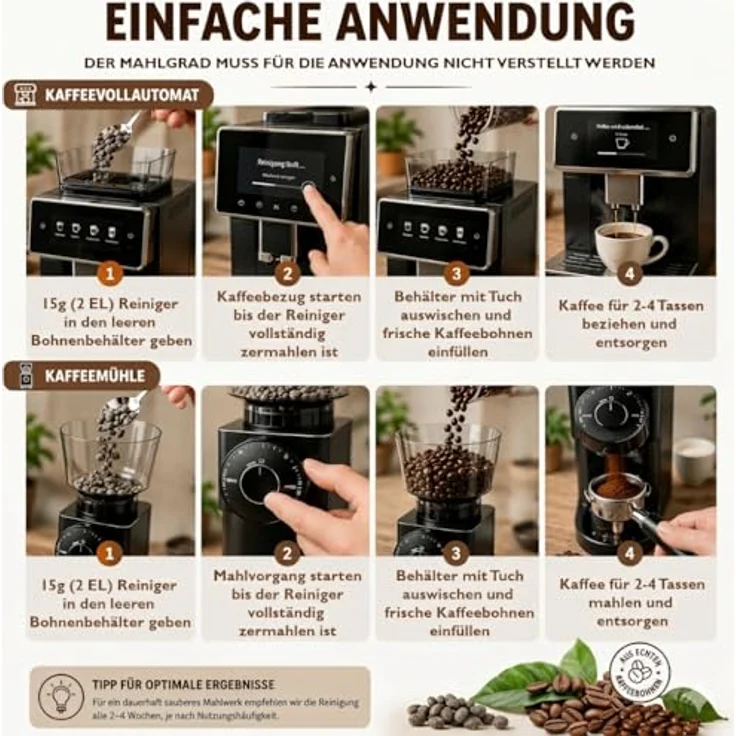 ceragol ultra Mahlwerksreiniger Mühlenreiniger für alle Kaffeeautomaten und Mühlen, 2 x 15 g – Bild 7