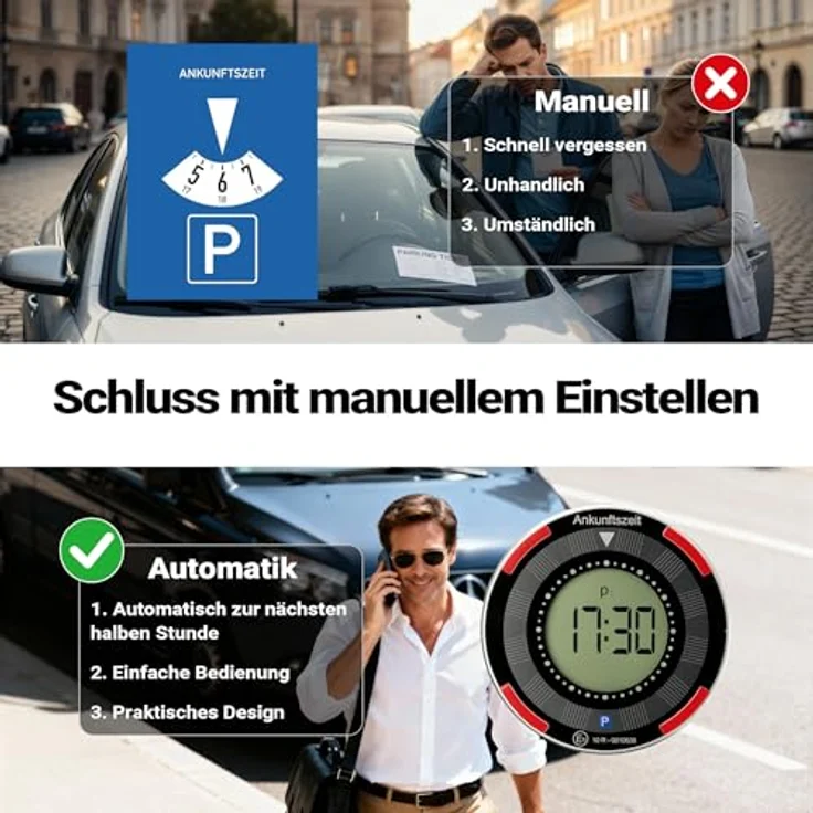 Wiltec Elektronische Parkscheibe rund mit Solarpanel, digitale Parkuhr mit automatischer Zeitumschaltung und KBA-Zulassung – Bild 4