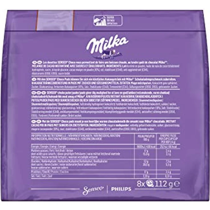Senseo Milka Choco Pads 10er Set, Schokoladengetränk, Kakaogetränk, Kaffeepads, 10 x 8 Pads - Portionen – Bild 5