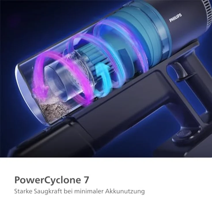 Philips Kabelloser Hand- und Stielstaubsauger 2000 Series XC2012/01, PowerCyclone 7, abnehmbarer 21,6 V Akku, LED-Düse, bis zu 40 Min Laufzeit, beutellos – Bild 2