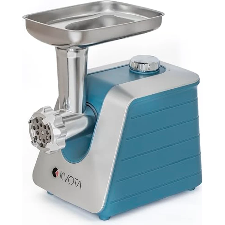 KVOTA Elektrischer Fleischwolf 1500 W max, 3 Lochscheiben (3/5/7 mm), Wurstaufsätze (13,5/19,5/22 mm) & Kibbeh-Aufsatz, Edelstahlgehäuse – Bild 1