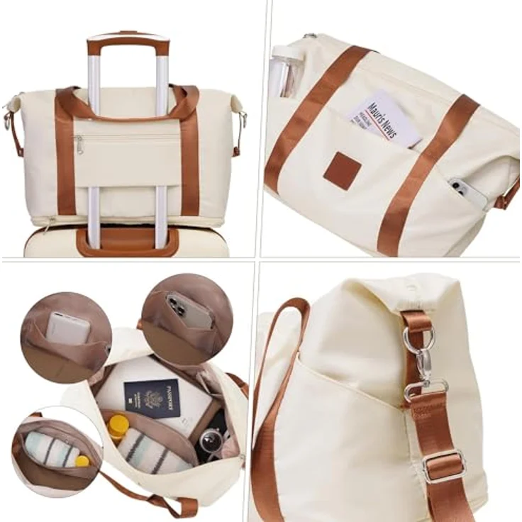 COOLIFE Koffer Set 3-TLG: Großkoffer + Reisetasche, ABS Hartschale, TSA-Schlösser, 360° Räder, Grau/Rosa – Bild 3