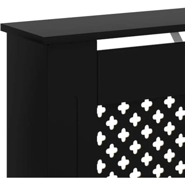 vidaXL Heizkörperverkleidung Schwarz, MDF mit Latten-Design, 112x19x81,5 cm – Bild 4