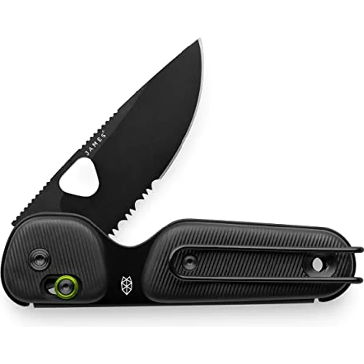 The James Brand The Redstone Taschenmesser mit Gezackter Klinge aus Klingenstahl Sandvik 12C27 in der Farbe Black-Black, Klingenlänge: 6.3 cm, Gesamtlänge geöffnet: 15.6 cm, KN118165-01 – Bild 1