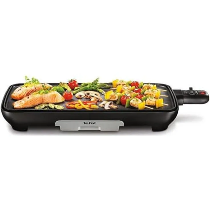 Tefal cb503813 Gitter-Kontakt Tisch Elektrogrill 2000 W, schwarz und silber, Grill- und Steakpfanne