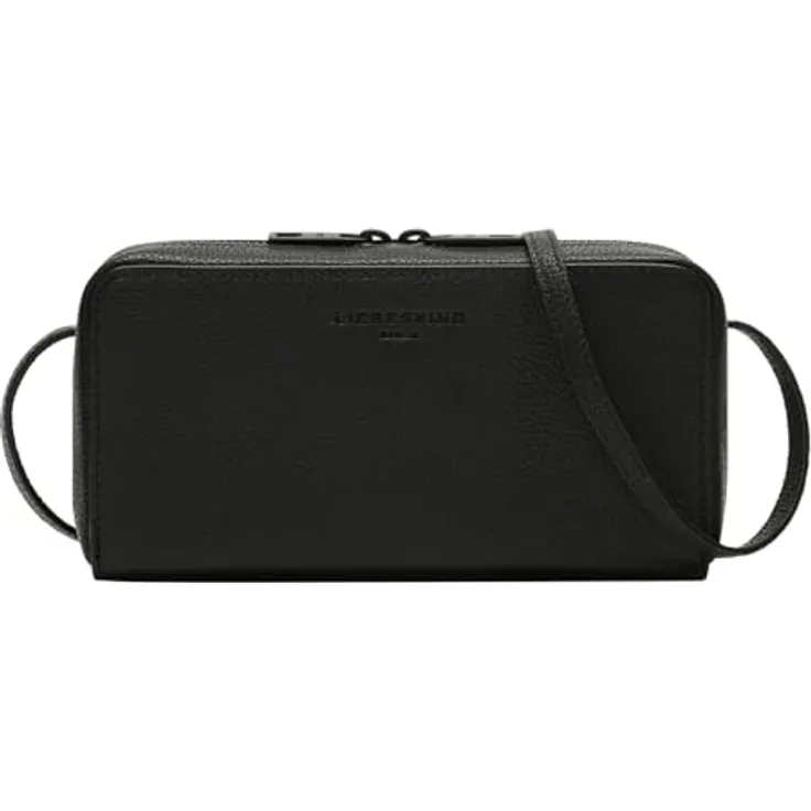 Liebeskind Berlin Lou Small Pebble Crossbody, Umhängetasche aus echtem Leder, schwarz, mit zwei Fächern und vielen Kreditkartenfächern