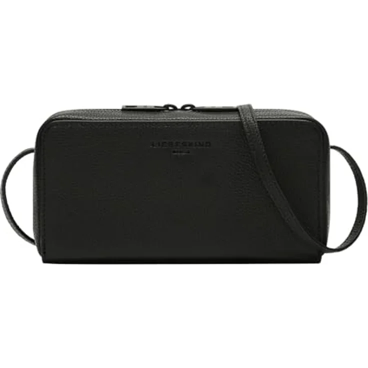 Liebeskind Berlin Lou Small Pebble Crossbody, Umhängetasche aus echtem Leder, schwarz, mit zwei Fächern und vielen Kreditkartenfächern – Bild 1