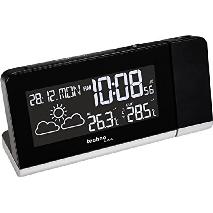 Technoline Projektionswecker WT 539, Funkuhr mit Innen-/Außentemperatur, Wettervorhersage und Farbwechselanzeige, Schwarz – Bild 4