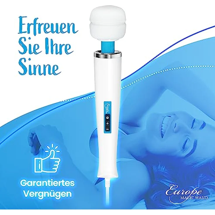 Europe Magic Wand, Ganzkörper-Massagestab mit 30 Watt Leistung, 6 Geschwindigkeitsstufen, Netzanschluss, hygienischem Silikonkopf, 236 cm Kabel Länge – Bild 2