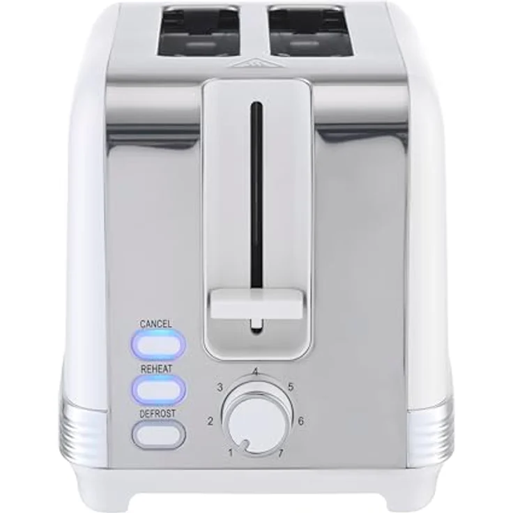 grossag Edelstahl-Toaster TA 28.00, Weiß, 2-Scheiben, Metallic-Design mit stufenlos einstellbarem Bräunungsgrad – Bild 3