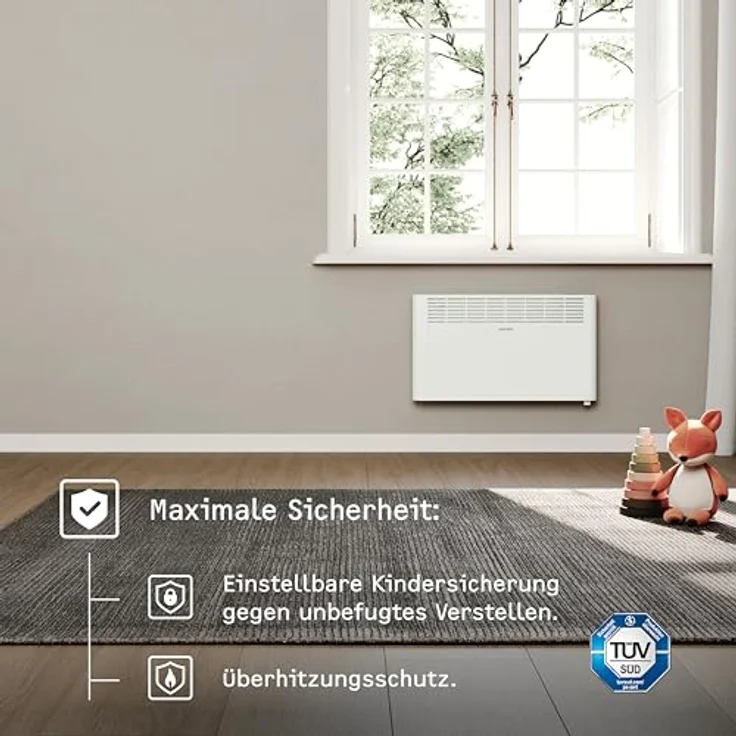STIEBEL ELTRON Wandkonvektor CNS 1500 Plus LCD, 1,5 kW für ca. 20 m², TÜV geprüft, LC-Display, Wochentimer, Elektroheizung energiesparend, Weiß, 205856 – Bild 4