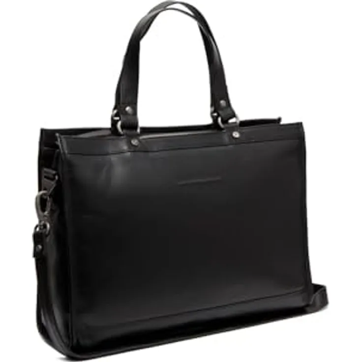 The Chesterfield Brand Manly Schultertasche, 100% Leder mit Laptopfach, schwarz, 40 cm x 11 cm x 30 cm