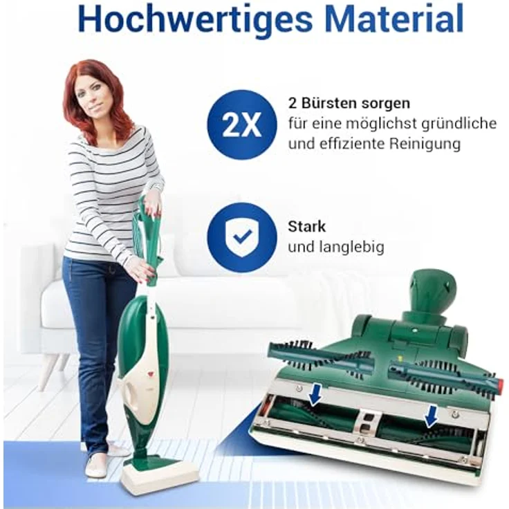 VIOKS Bürstenwalze Rolle Set 2x Ersatz für MisterVac VB-128, kompatibel mit Staubsauger EB360 – Bild 4