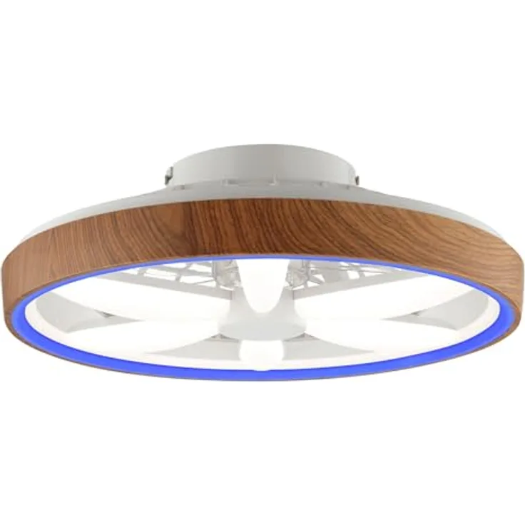 Brilliant LED Deckenleuchte Gaiano mit Ventilator, Ø 48 cm, 48 W, dimmbar, Holz/weiß, Fernbedienung, CCT