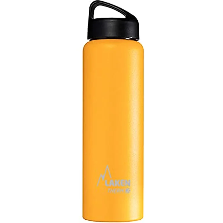 Laken Thermo Classic Thermosflasche Isolierflasche Edelstahl Trinkflasche weite Öffnung - 1 Liter, Gelb – Bild 2