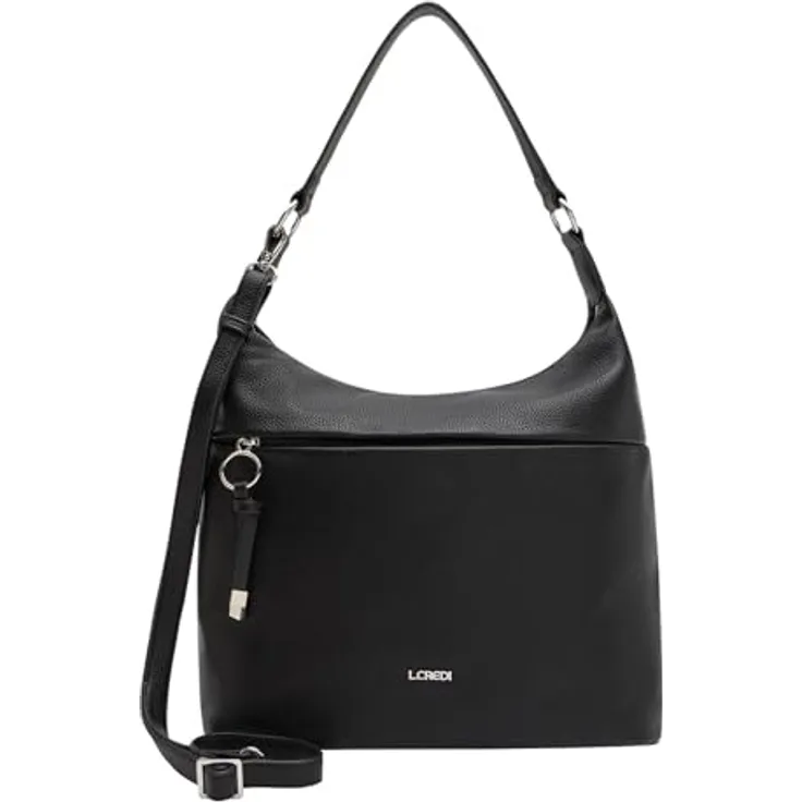 L.Credi Maite Schultertasche, 33 cm, aus Kunstleder, schwarz, geräumiges Hauptfach