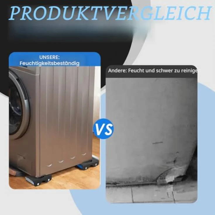 leyomgamz Waschmaschinen Untergestell mit Bremsfunktion, Universales Möbelroller Set mit Leisen Gummirollen, Erhöhtes Design gegen Feuchtigkeit, 350 kg Tragkraft, Schwarz – Bild 3