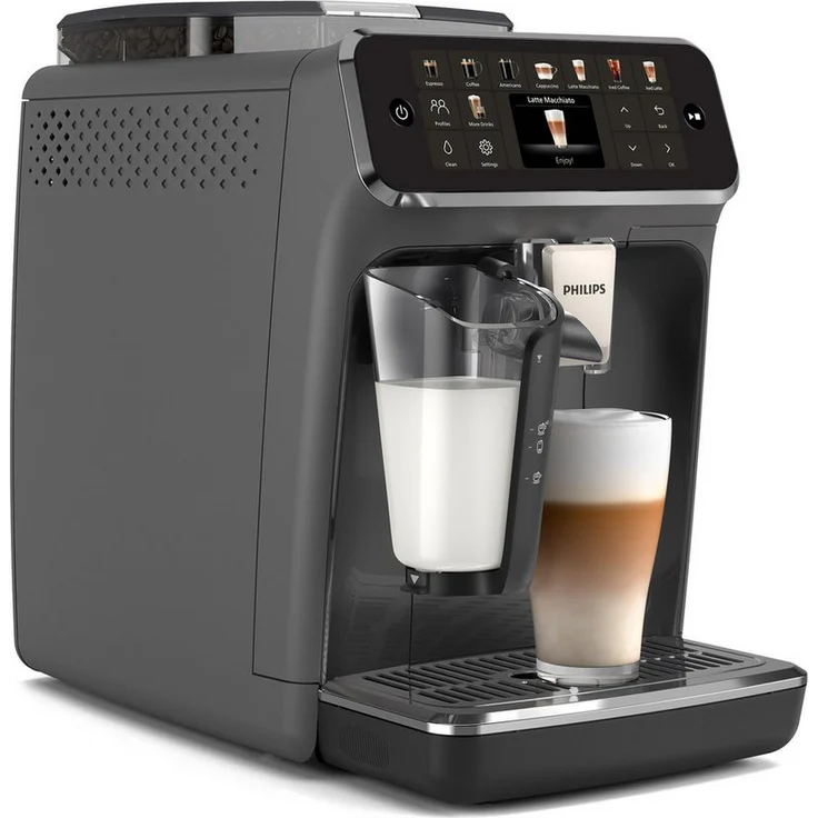 "Philips Kaffeevollautomat EP5544/50 5500 Series, 20 Kaffeespezialitäten, LatteGo-Milchsystem, SilentBrew Technologie, Schwarz/Grau" – Bild 1