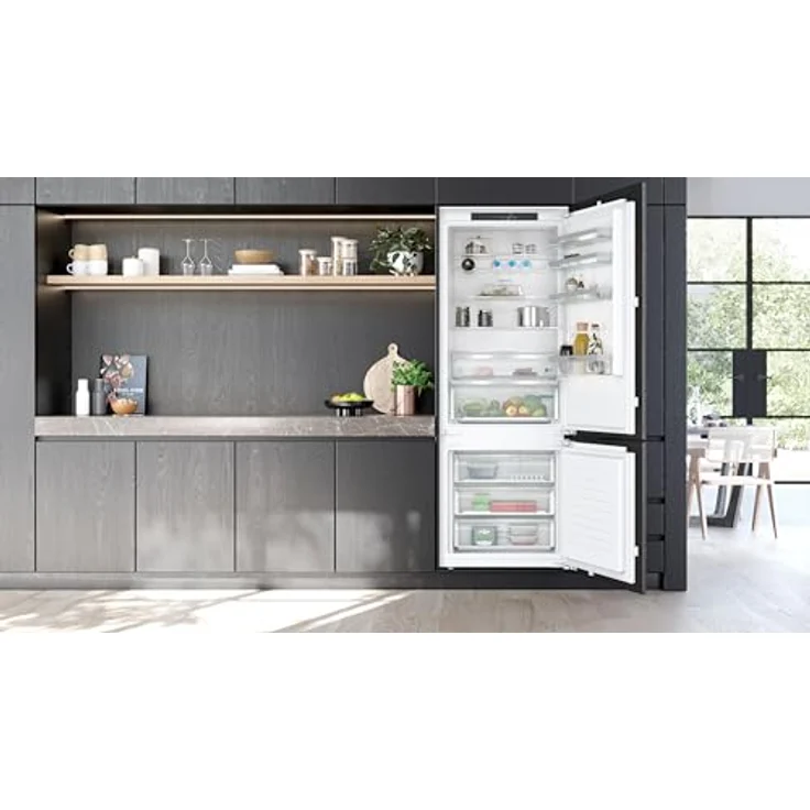 Siemens KB96NVFE0 iQ300 Smarte Einbau-Kühl-Gefrier-Kombination, Flachscharnier, 193,5 x 70,8 cm, 285 L Kühlen + 98 L Gefrieren, noFrost, LED-Licht, safetyGlas-Ablagen, superCooling-Funktion – Bild 4